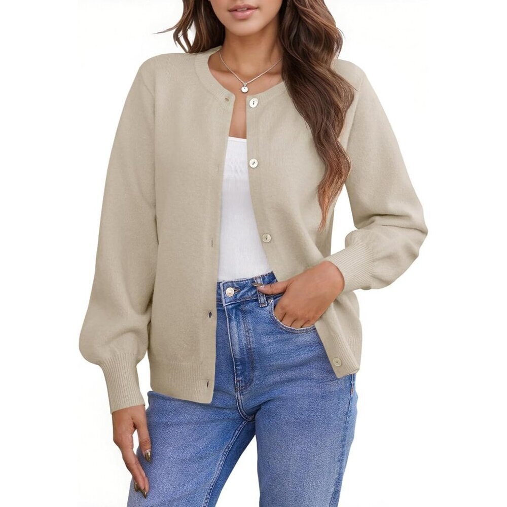 Womens Knit Button Up Cardigan Sweater Long Sleeve Open Front Casual